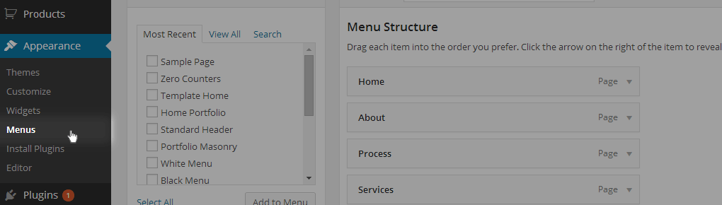 Admin Menus