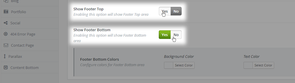 Show Top/Bottom Footer - Admin