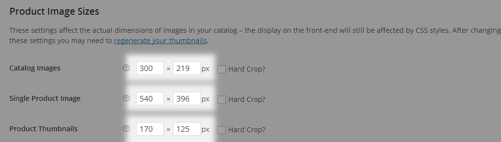WooCommerce Products Image Sizes